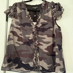 Generation Love Camouflage Ruffle Blouse